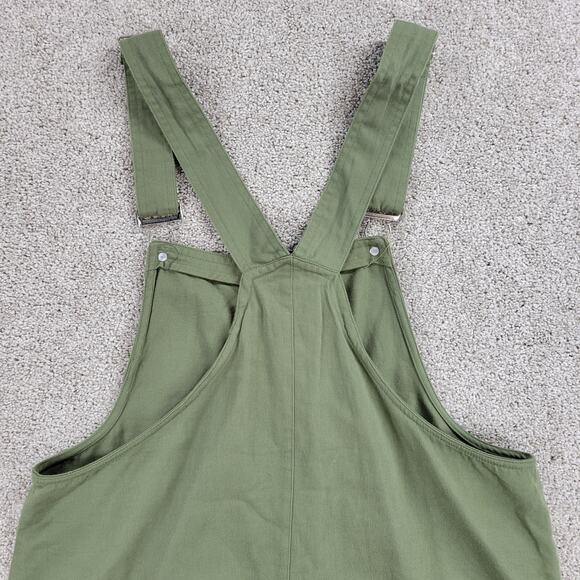 Harper Womens Overalls Dress M Olive Green Button Front Mini Pockets DLBST25 - Picture 9 of 15